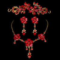 Foreign trade in Europe and the United States explosion bride wedding accessories wholesale jewelry set three piece red collar wholesale
