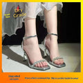 New French-style Rhinestone-embellished Slingback High Heels For Women
