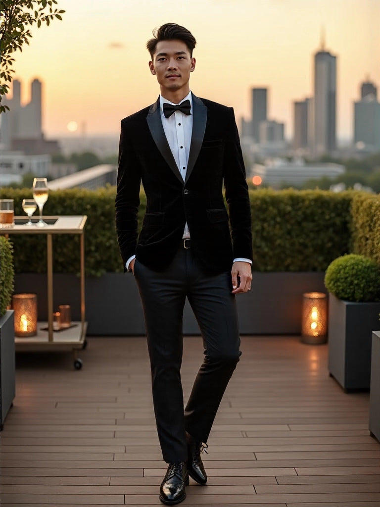 Mens Youth Suede Stage Performance Suit Set