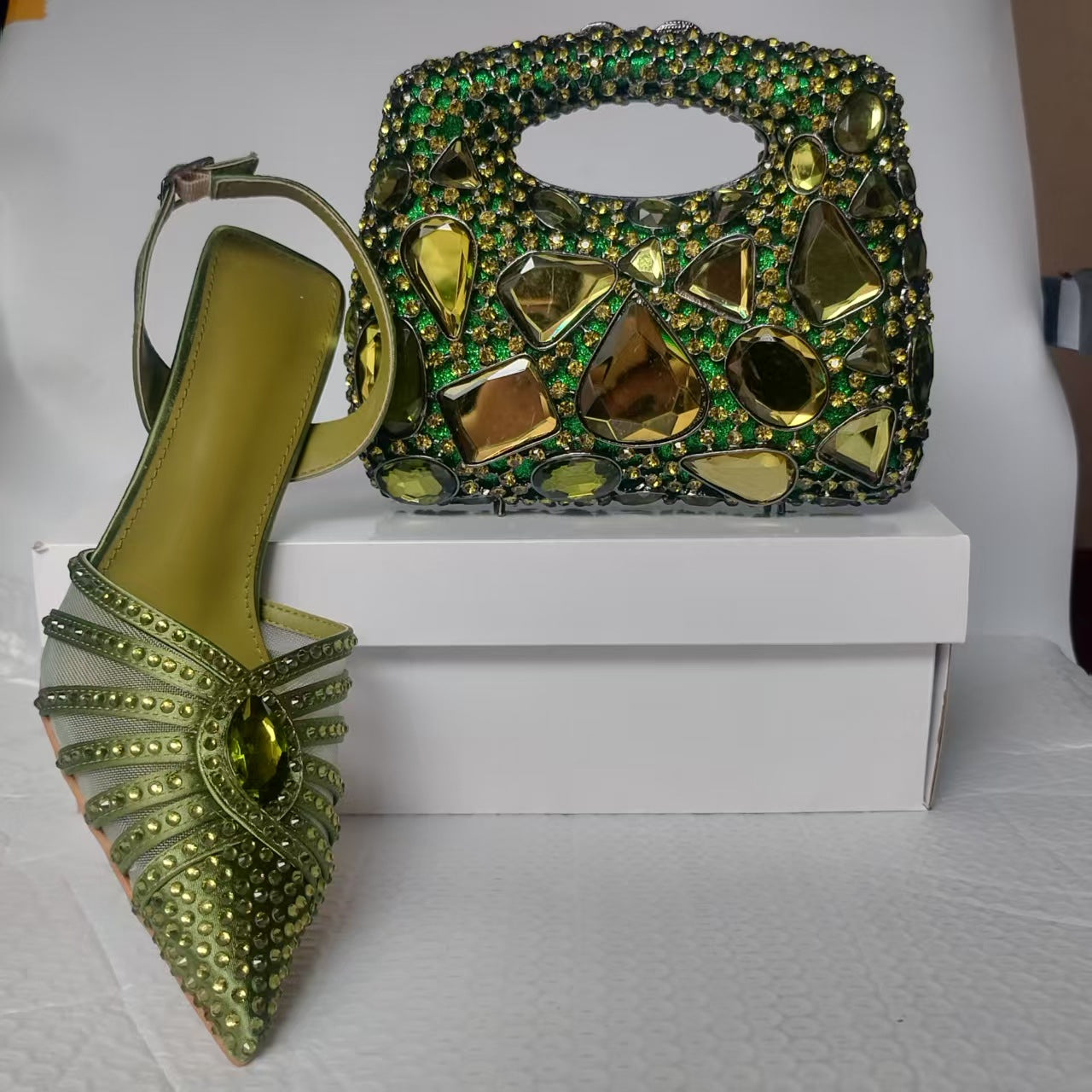 Full-Strass Pointed-Toe High Heel Sandals Crystal Rhinestone Pointed-Toe Heels