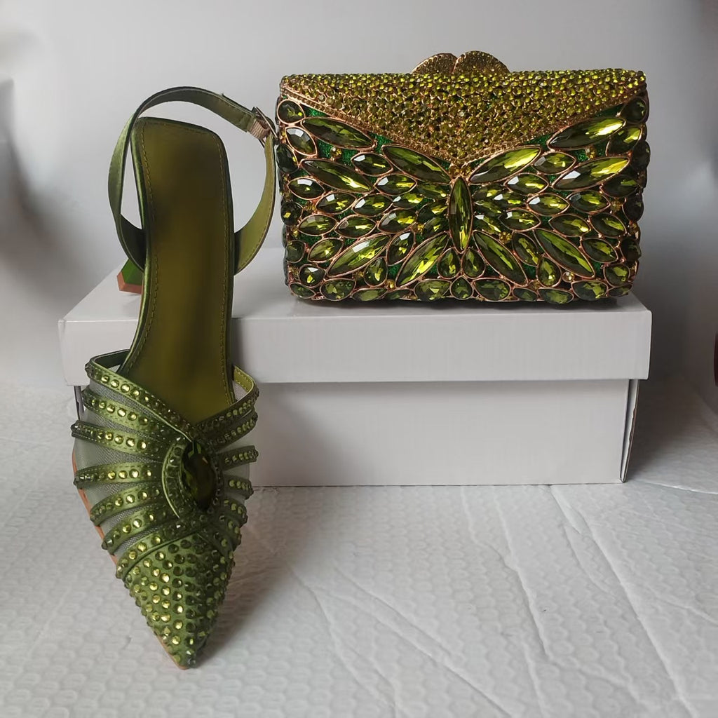 Full-Strass Pointed-Toe High Heel Sandals Crystal Rhinestone Pointed-Toe Heels