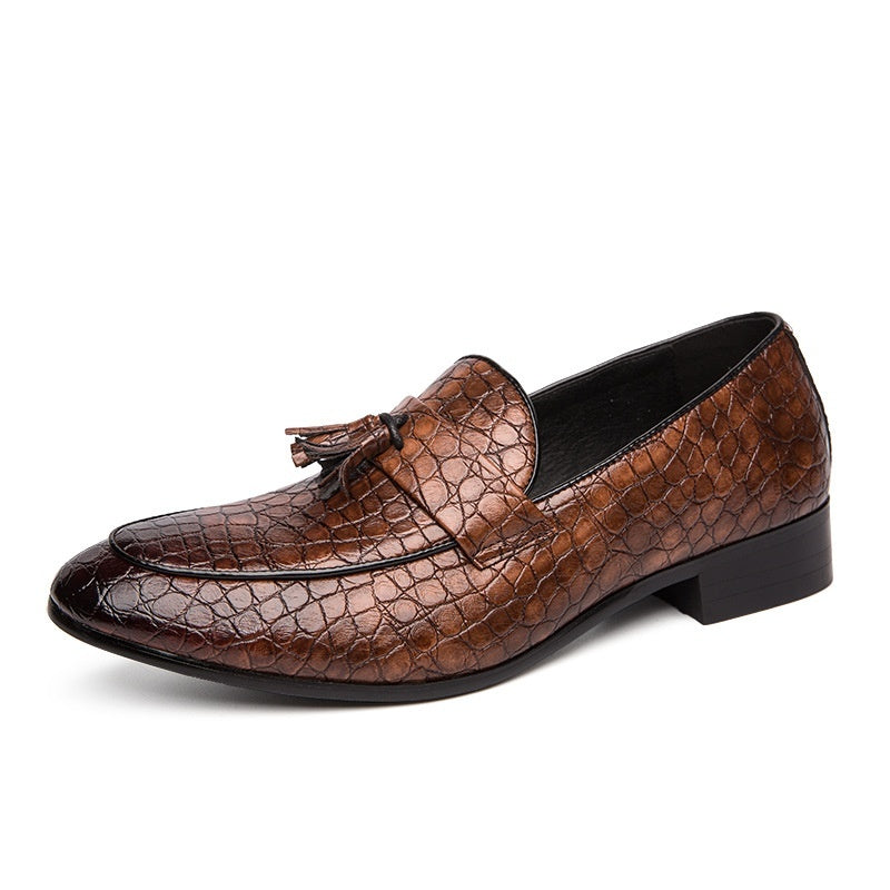 Mens Stylish Breathable Leather Pointed-toe Tassel Shoes