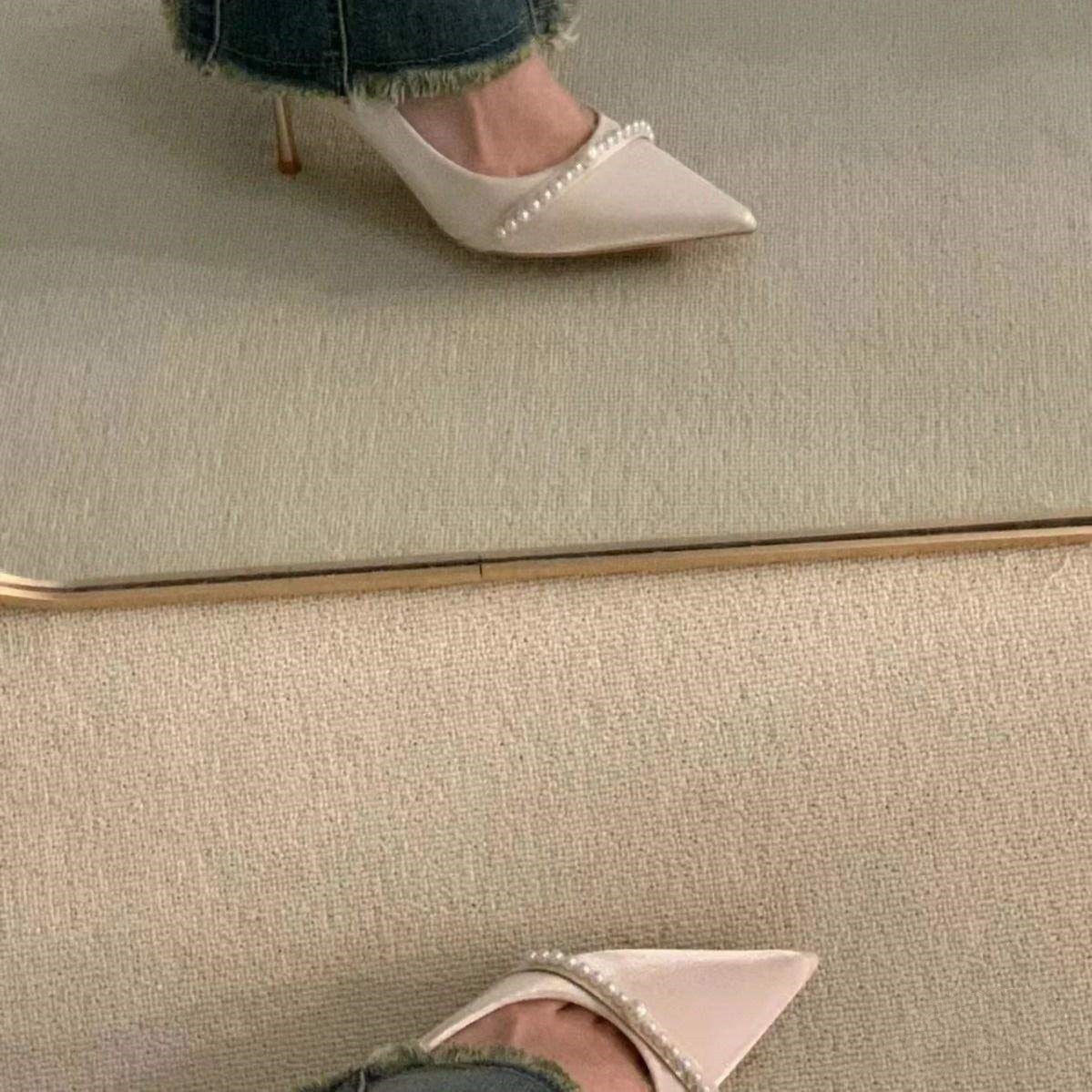 Pearl High Heels Women's Stiletto Beige