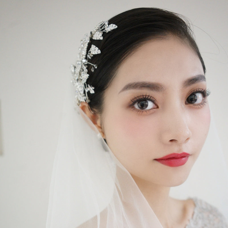 New Silver White Wedding Dress Headband Clip